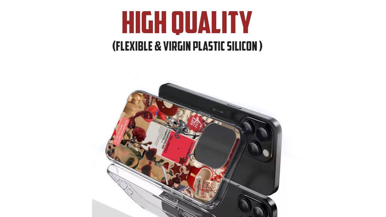 Strawberries & Cigarettes Phone Case – Red Grunge Collage Aesthetic