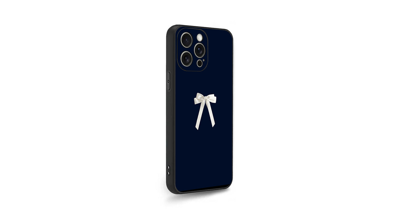 Minimalist White Bow Navy Phone Case – Elegant & Chic Design