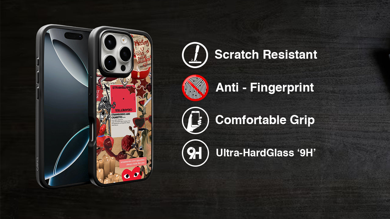 Strawberries & Cigarettes Phone Case – Red Grunge Collage Aesthetic