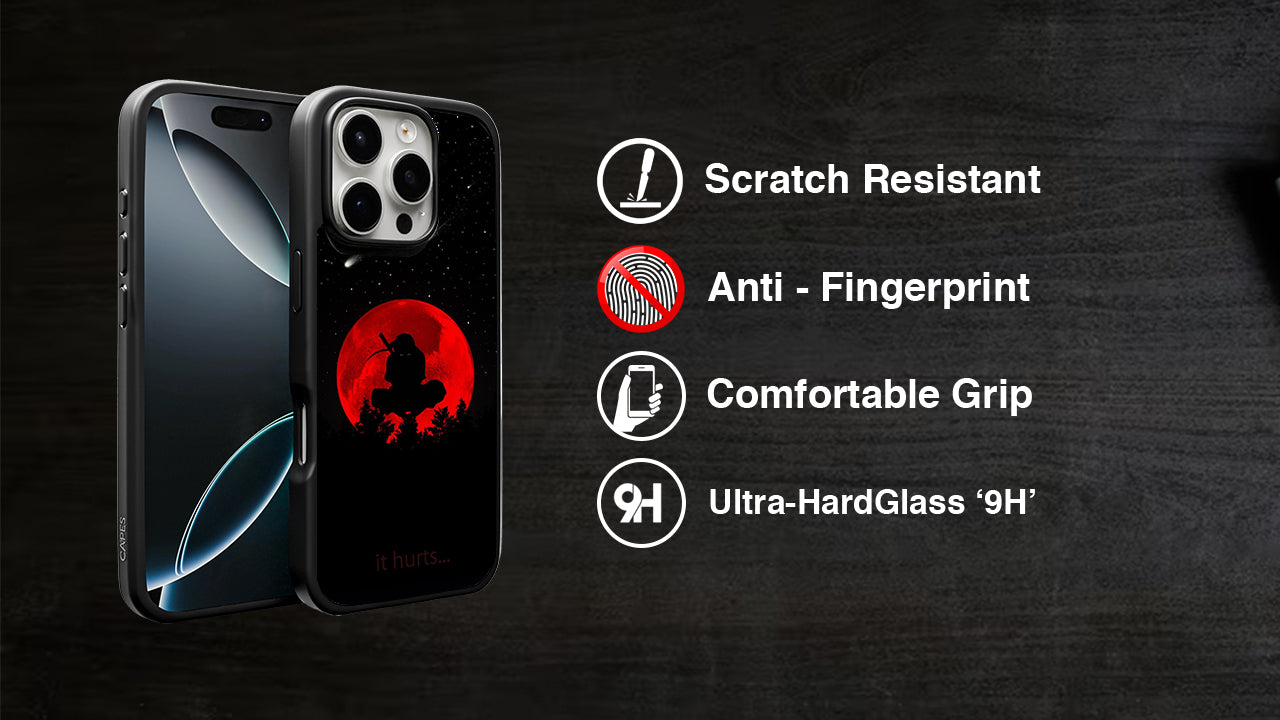 Red Moon "It Hurts" Silhouette Anime Phone Case – Dark Aesthetic Design