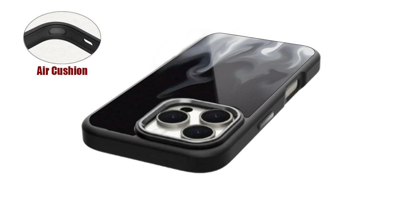 Smoky Black & White Aesthetic Case – Gradient Flame Design