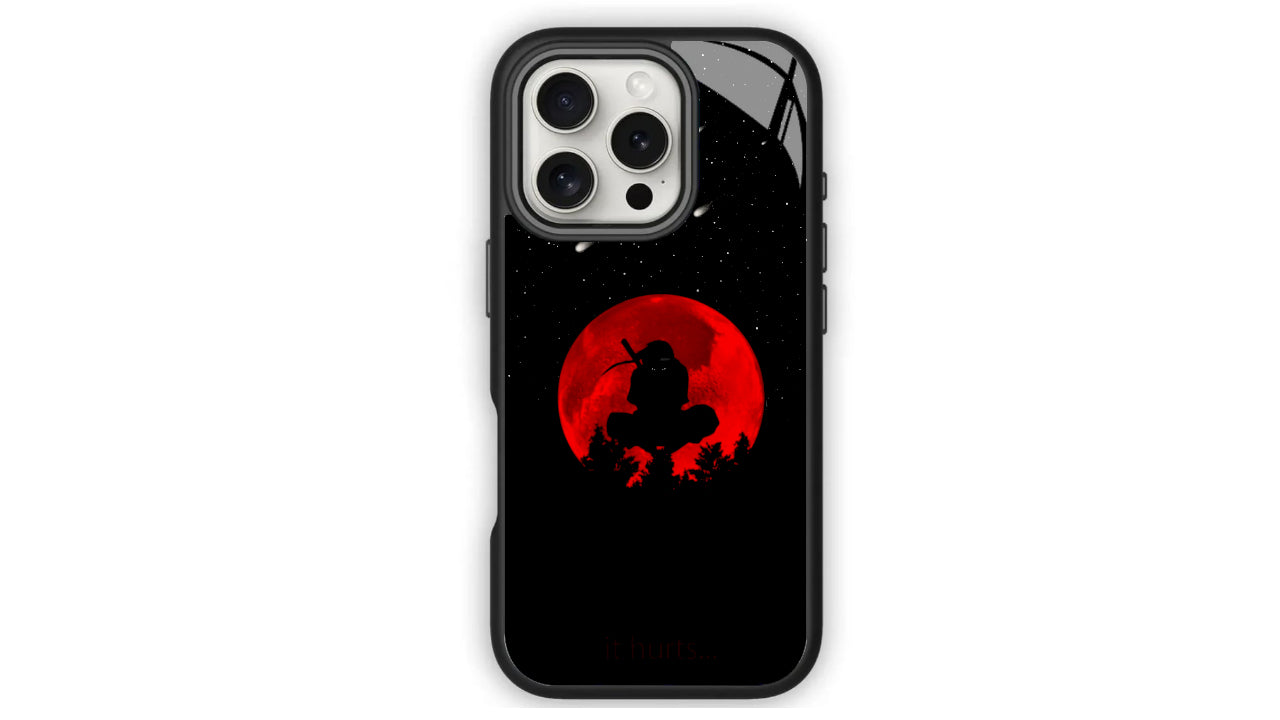 Red Moon "It Hurts" Silhouette Anime Phone Case – Dark Aesthetic Design