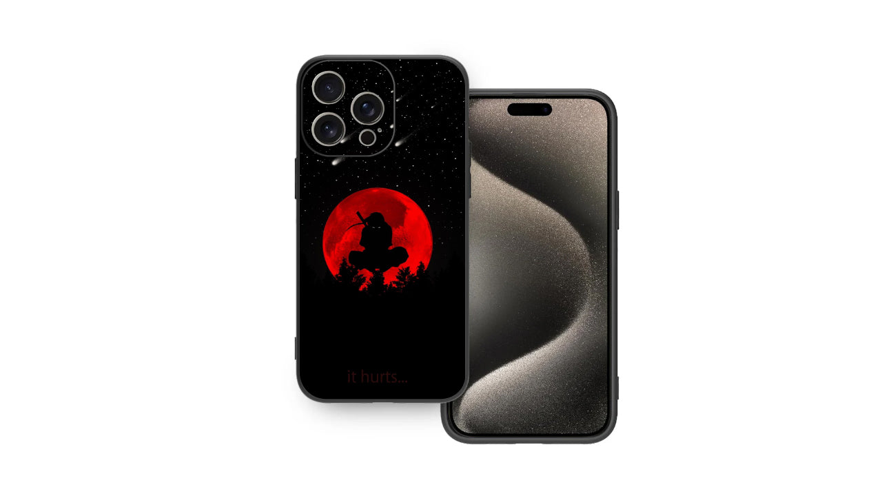 Red Moon "It Hurts" Silhouette Anime Phone Case – Dark Aesthetic Design
