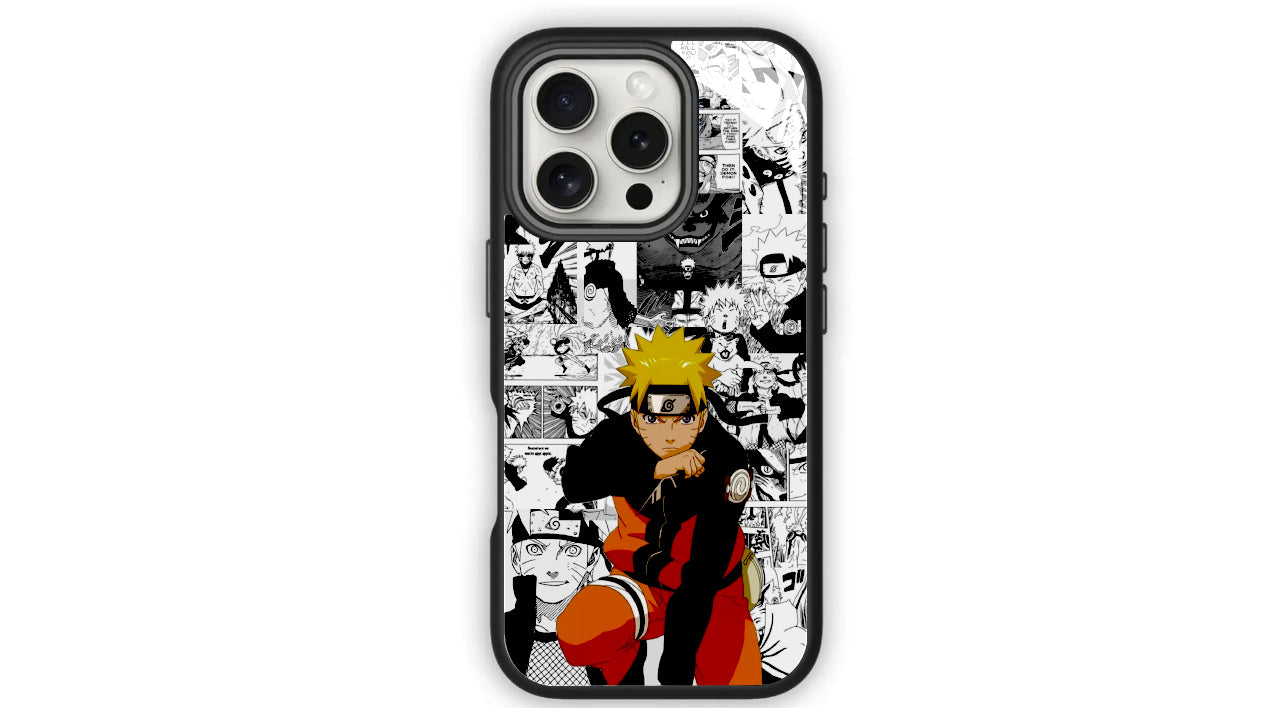 Shonen Manga Collage Phone Case – Bold Orange Ninja Design