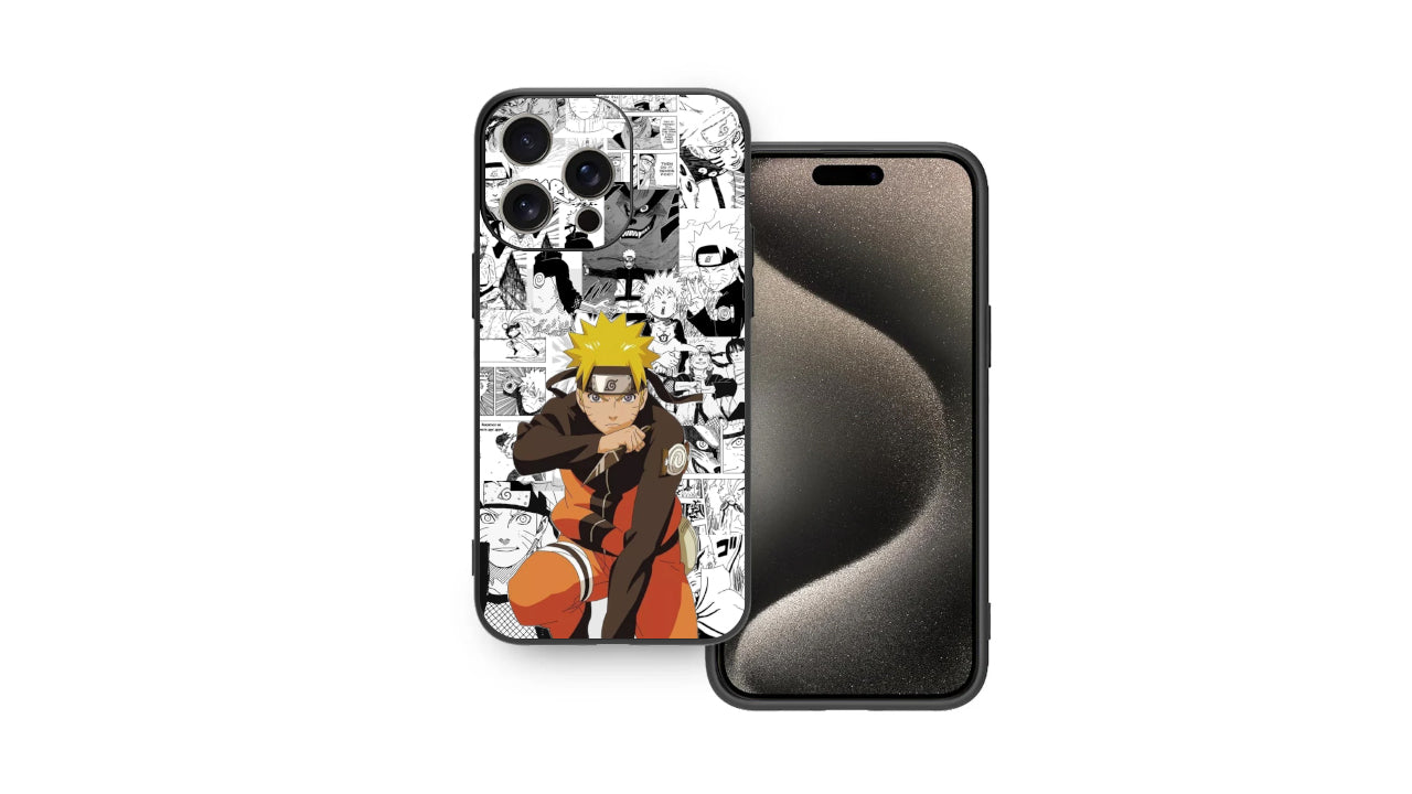 Shonen Manga Collage Phone Case – Bold Orange Ninja Design