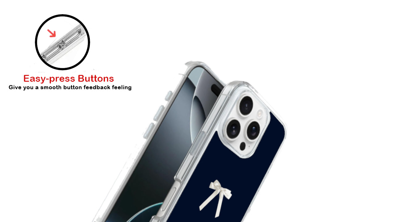 Minimalist White Bow Navy Phone Case – Elegant & Chic Design