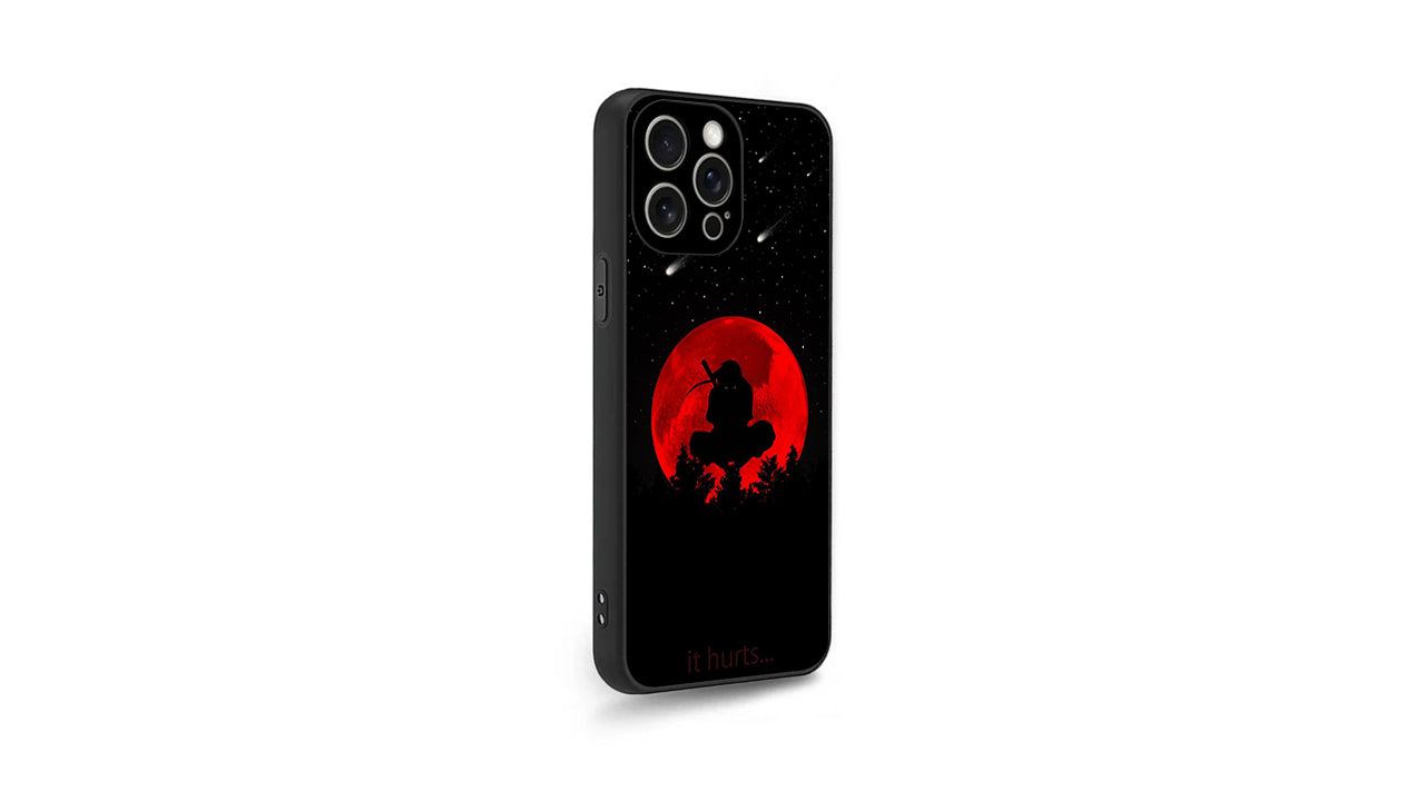 Red Moon "It Hurts" Silhouette Anime Phone Case – Dark Aesthetic Design