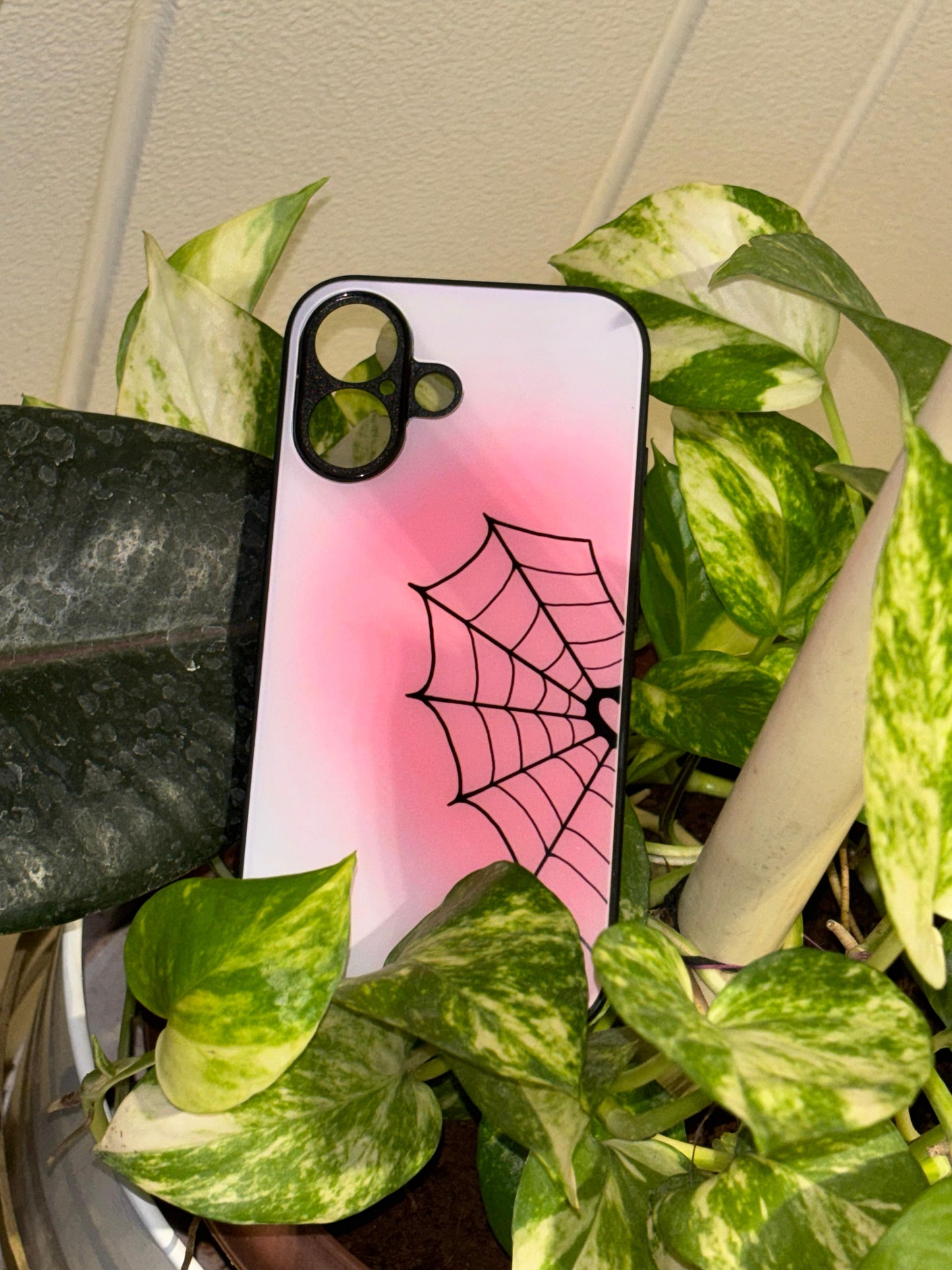 Pink Spiderweb Aesthetic Phone Case – Y2K Goth Vibe for Trendsetters