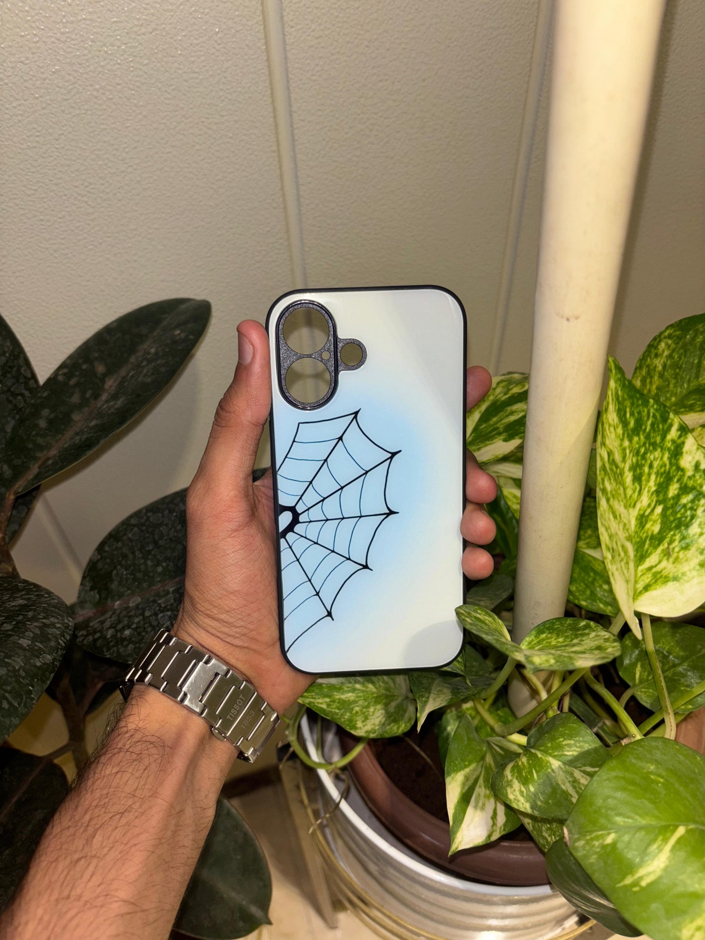 Minimal Web Aesthetic Glass Phone Case – Spidercore Y2K Style