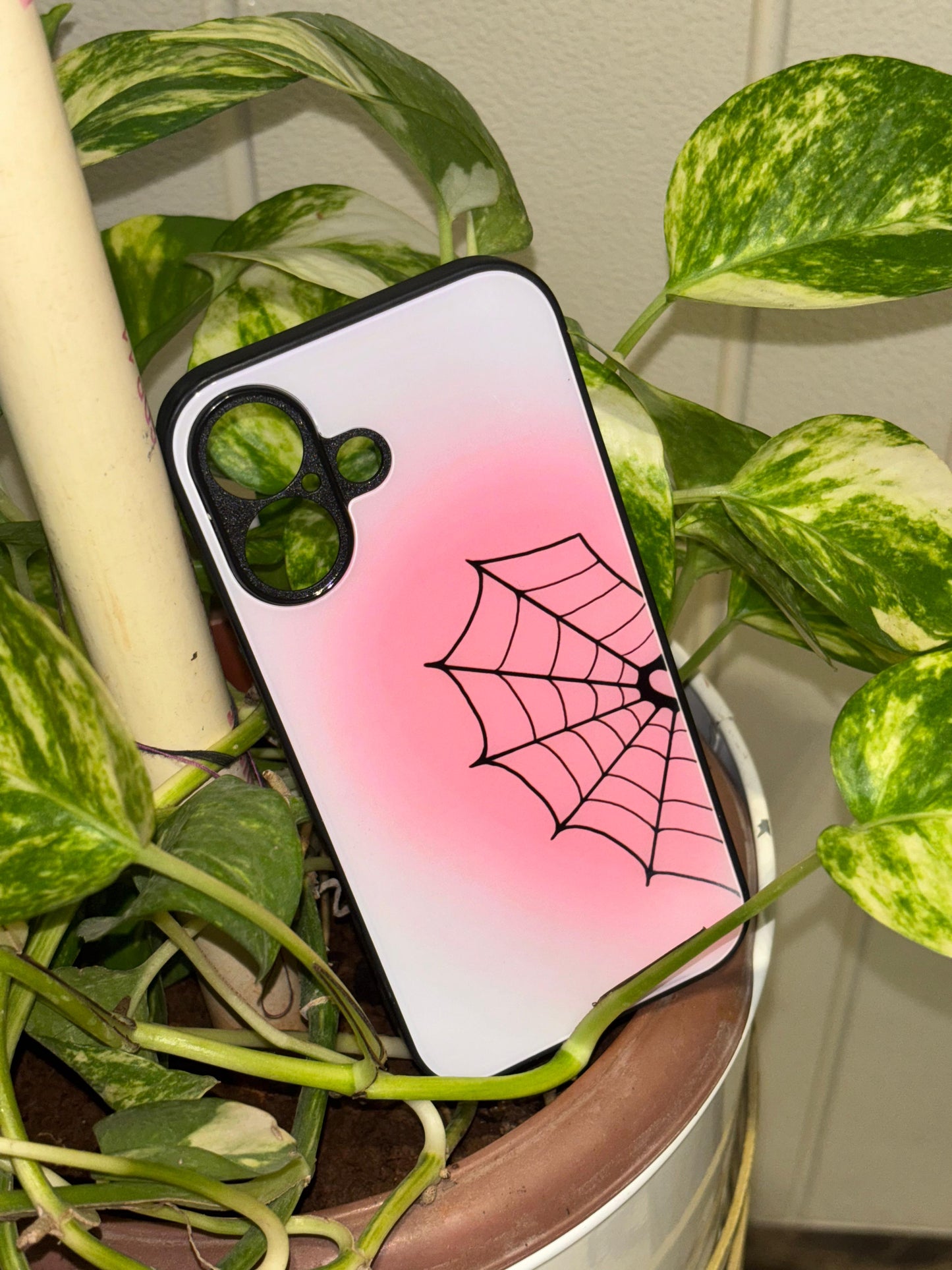 Pink Spiderweb Aesthetic Phone Case – Y2K Goth Vibe for Trendsetters