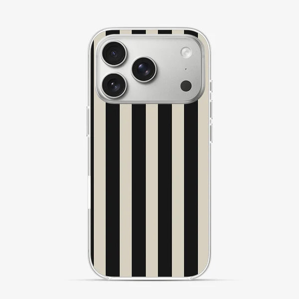 Minimalist Black Beige Striped Phone Case – Modern Aesthetic Line Pattern Cover