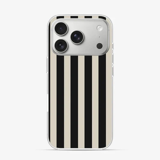 Minimalist Black Beige Striped Phone Case – Modern Aesthetic Line Pattern Cover