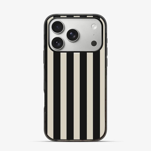 Minimalist Black Beige Striped Phone Case – Modern Aesthetic Line Pattern Cover
