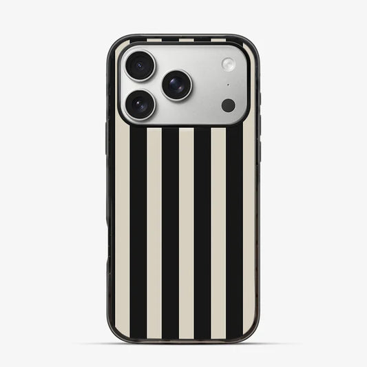 Minimalist Black Beige Striped Phone Case – Modern Aesthetic Line Pattern Cover