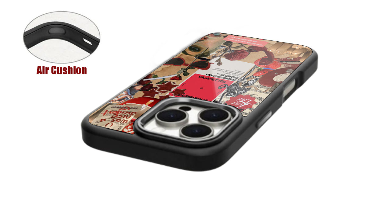 Strawberries & Cigarettes Phone Case – Red Grunge Collage Aesthetic