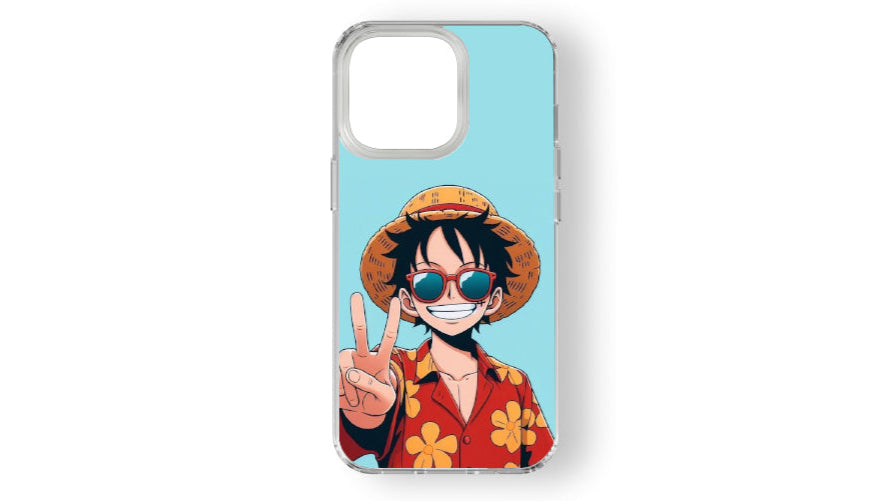 One Piece Luffy Anime Phone Case – Straw Hat Pirate V-Sign Design