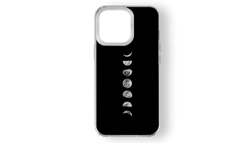 Celestial Moon Phases Phone Case – Lunar Cycle Black Design
