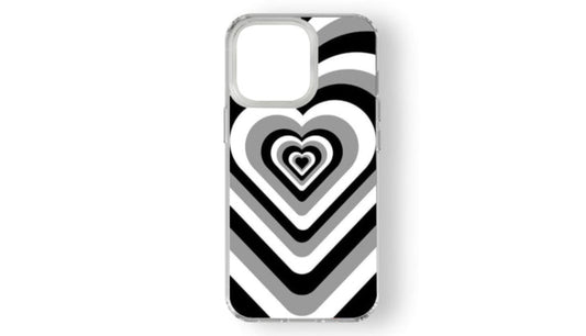 Optical Illusion Heart Phone Case – Black White Grey Depth Design