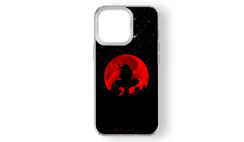 Red Moon "It Hurts" Silhouette Anime Phone Case – Dark Aesthetic Design