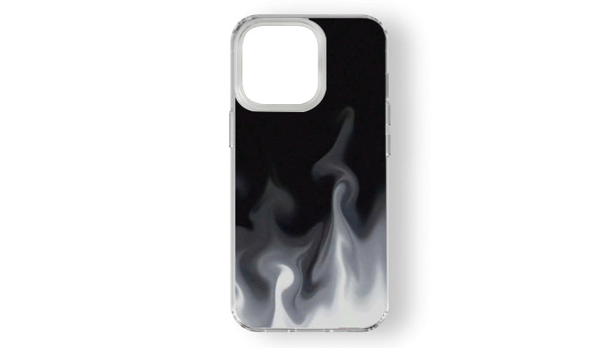 Smoky Black & White Aesthetic Case – Gradient Flame Design