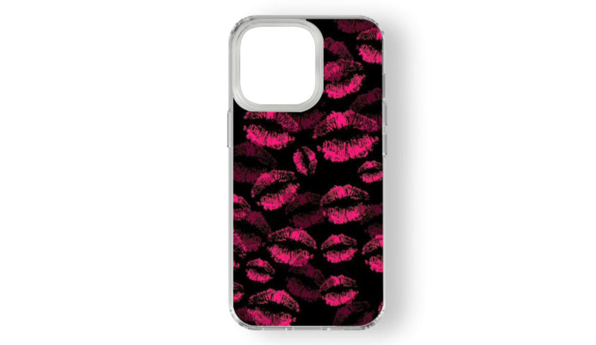 Hot Pink Kiss Lips Pattern Phone Case – Aesthetic Trendy Design