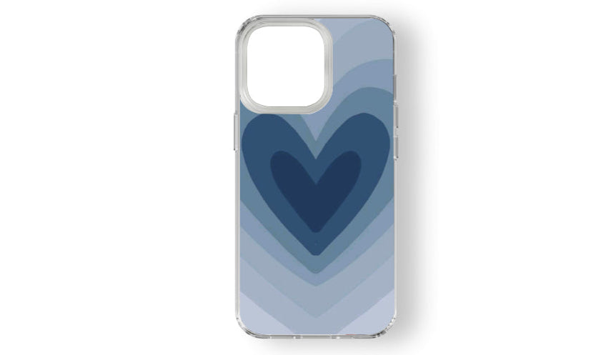 Aesthetic Blue Layered Heart Phone Case – Trendy Love Gradient Design