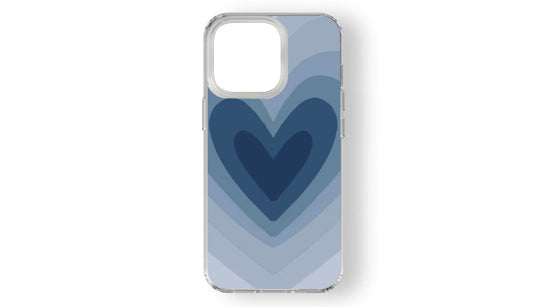 Aesthetic Blue Layered Heart Phone Case – Trendy Love Gradient Design