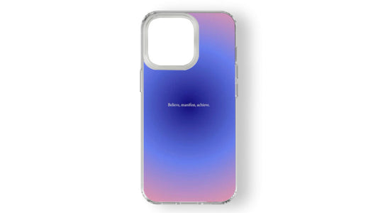 Gradient Aura Affirmation Phone Case – Believe Manifest Achieve Aesthetic