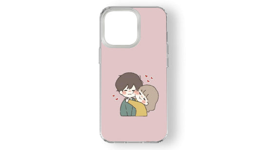 Blush Love Couple Cartoon Phone Case – Cute Aesthetic for Couples