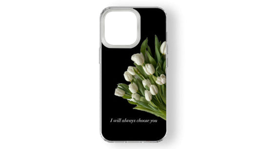 Romantic White Tulip Bouquet Phone Case – "I Will Always Choose You"