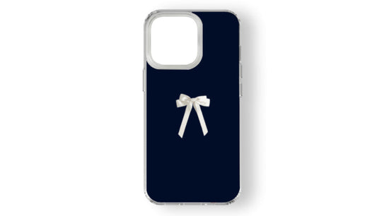 Minimalist White Bow Navy Phone Case – Elegant & Chic Design
