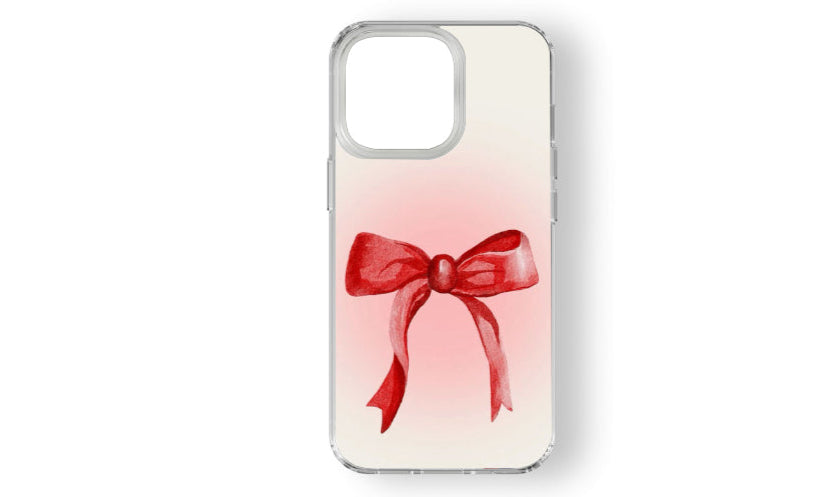 Red Ribbon Bow Phone Case – Minimal Y2K Aesthetic Girlcore Design