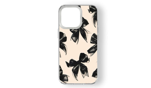 Elegant Black Bows Pattern Phone Case – Chic & Aesthetic Design