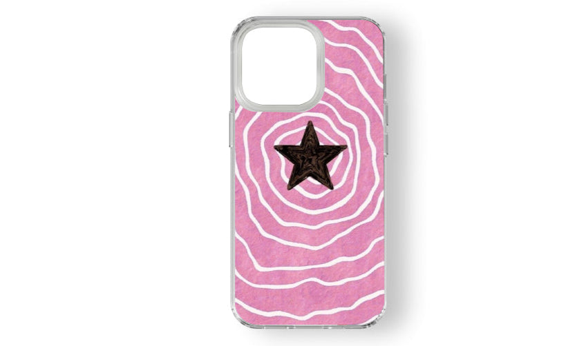 Y2K Pink Wave Star Phone Case – Aesthetic Retro Design