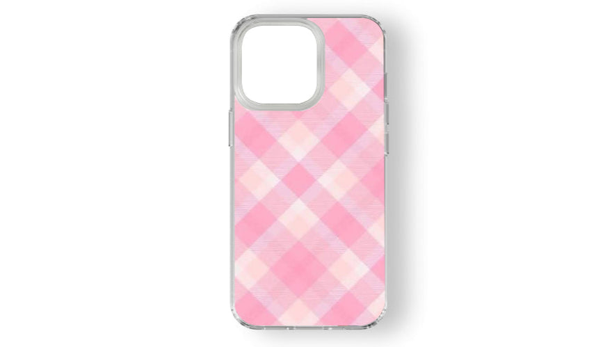 Sweet Pink Plaid Phone Case – Pastel Gingham Aesthetic Cover