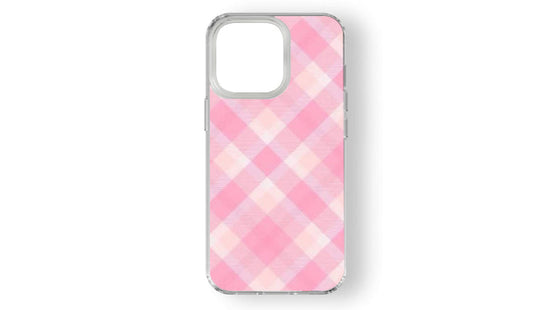 Sweet Pink Plaid Phone Case – Pastel Gingham Aesthetic Cover
